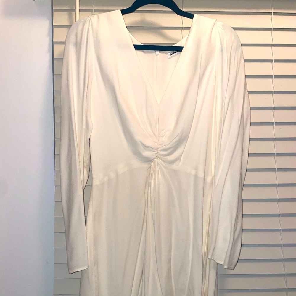 White Longsleeve Reformation Dress Size 8